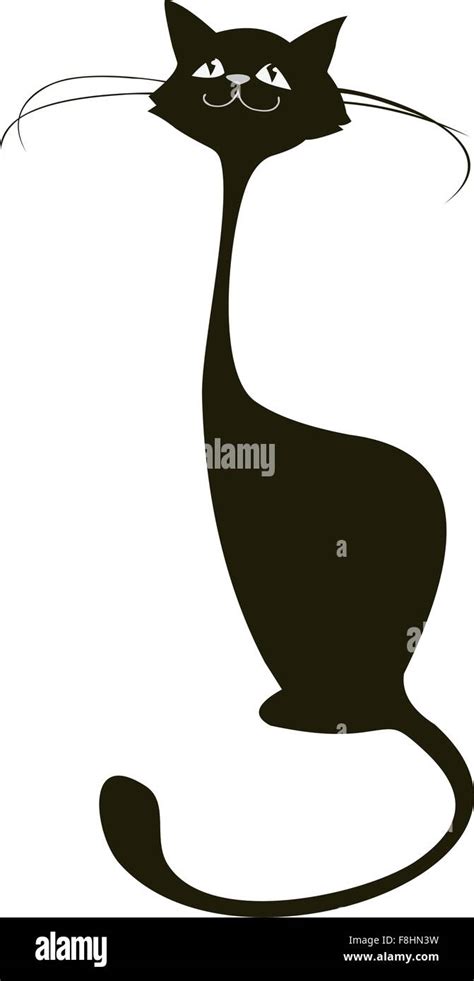 Imagen Vectorial De Dibujos Animados De Gato Negro Aislado En Blanco