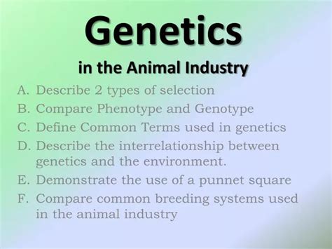 Ppt Genetics In The Animal Industry Powerpoint Presentation Free