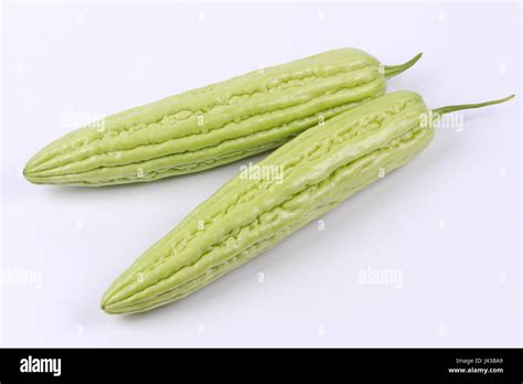 Bolt Of Chinese Bitter Gourd Balsum Pear On White Blackground Stock