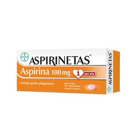 Aspirinetas Antiagregante Plaquetario Con Aspirina 100mg X 28 Comprimidos Bayer Analgésicos