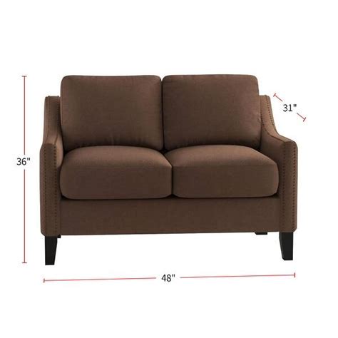 Brown Linen Loveseat with Nailhead Trim - Bed Bath & Beyond - 35032354