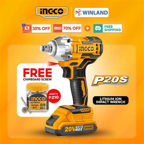 Ingco By Winland P S V Brushless Cordless Impact Wrench Lithium Ion