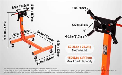 Vevor Support Moteur D Atelier Kg Stand De Moteur En Acier Pliable