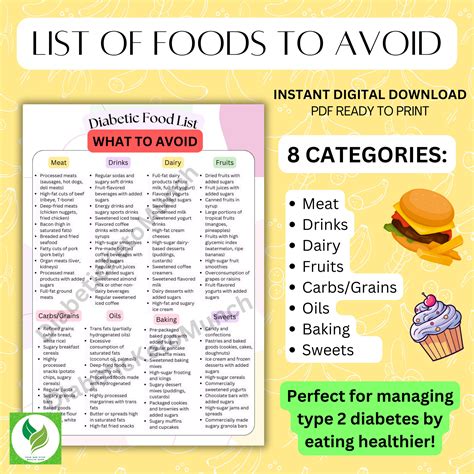 diabetic food list printable type  diabetes grocery list foods