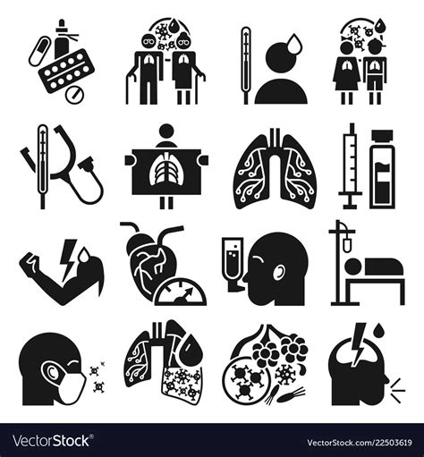 Pneumonia Icon Set Simple Style Royalty Free Vector Image