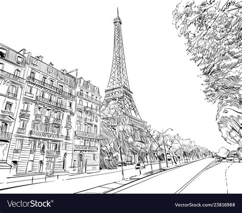 Eiffel Tower Sketch Paris France Royalty Free Vector Image