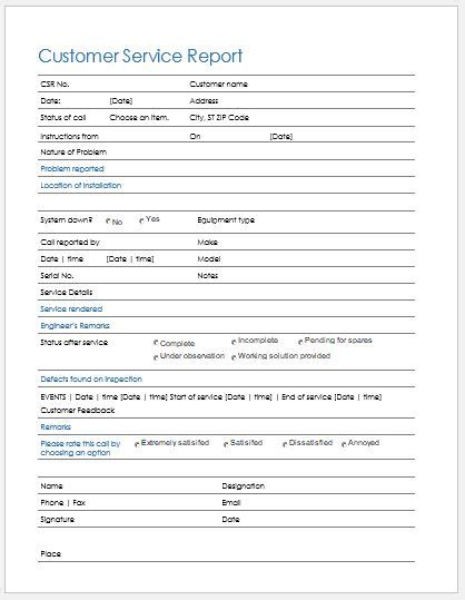 Service Report Templates For Ms Word And Excel Word And Excel Templates