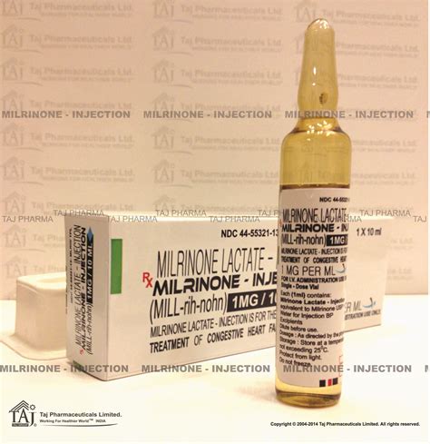 Milrinone Manufacturer Milrinone Lactate Injection Pharmacological