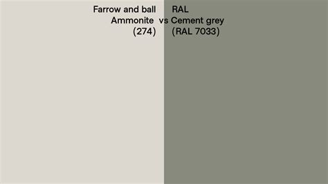 Farrow And Ball Ammonite 274 Vs Ral Cement Grey Ral 7033 Side By Side Comparison