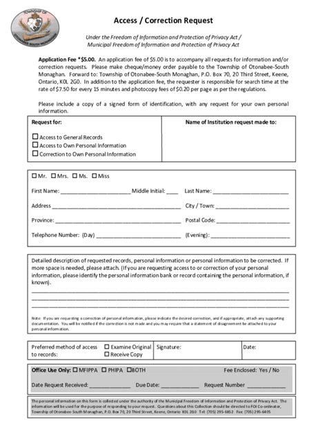 Fillable Online Freedom Of Informationaccess Or Correction Request