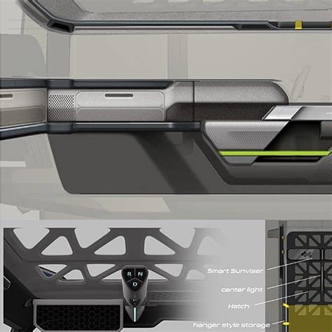 The Interior Of A Futuristic Vehicle Is Shown In Three Different Views