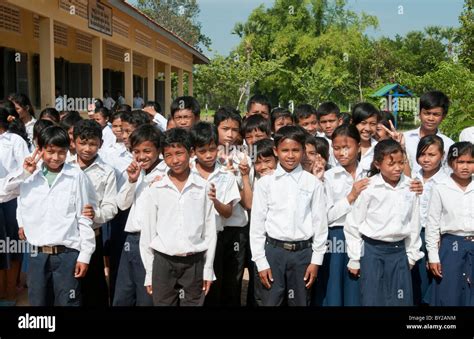 School Children In Elementary School Grades 3 Thru 8 Near Siem Reap In