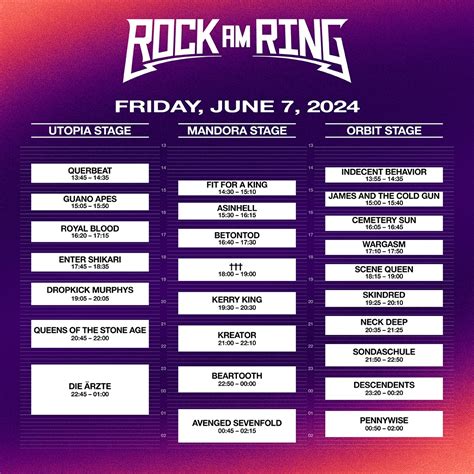 Rock Am Ring Running Order Timetable