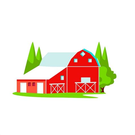 Premium Vector Red Wooden Farm Barn