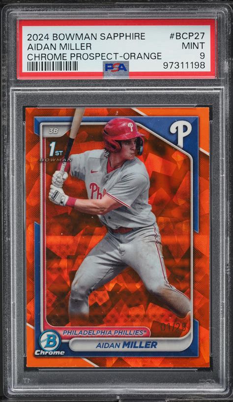 Bowman Chrome Sapphire Orange Refractor Aidan Miller Prospect