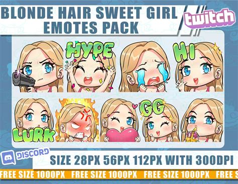 Blonde Hair Twitch Emotes Girl Emotes Cute Girl Emotes Emotes Bundle Emote Twitch Chibi