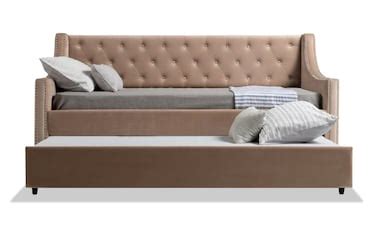 Chloe Twin Beige Upholstered Daybed With Trundle Mattresses Bob S