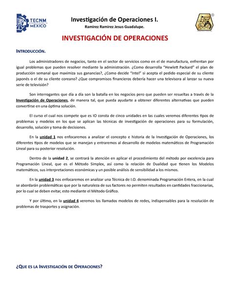 Introducción a la Investigación de Operaciones INVESTIGACIÓN DE