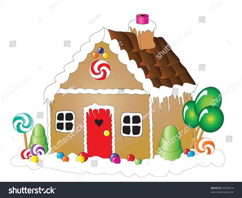 Vector Illustration Gingerbread House Against White Stock Vector