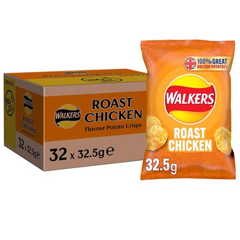 Walkers Roast Chicken Crisps 325g Pack Of 32 Greens