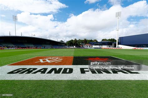 Grass Signage Is Seen Before The 2023 Aflw Grand Final Match Between Nachrichtenfoto Getty