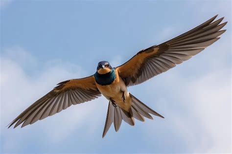 Premium Photo A Barn Swallow Flying Wings Spread