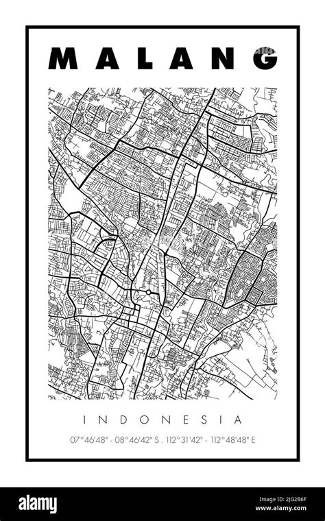 Minimalist Malang City Map Wall Decoration. Malang is one of the cities ...