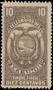 Stamp: Coat of arms of Ecuador (Ecuador(Telegraphs - Coat of arms (1928-1945)) Bar:EC T66a