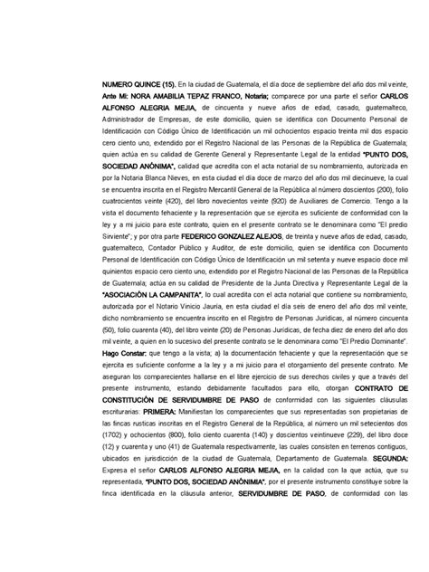 06 Obligaciones Contrato De Servidumbre De Paso Pdf Derecho Civil