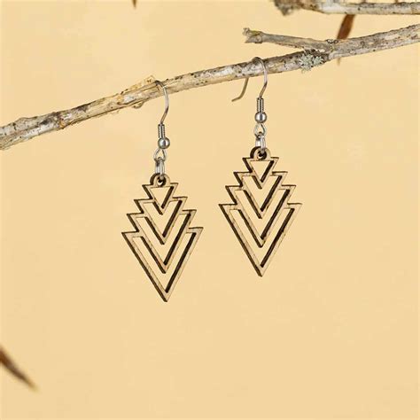 Boucles D Oreilles En Bois De Ch Ne Triangles Pendants L M