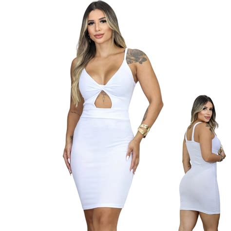 Vestido Branco Colado E Curto - Vestido Branco Ano Novo Curto Colado Festa Balada Moda | Shopee Brasil