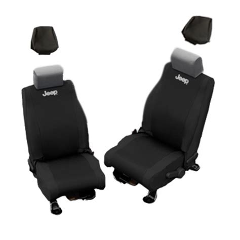 Front Seat Cover Set With Headrest Covers And Jeep Logo Black 2013-2017 Jeep Wrangler JK And ...