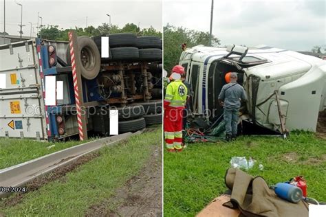 Motorista Perde Controle De Carreta Tomba E Fica Preso Nas Ferragens