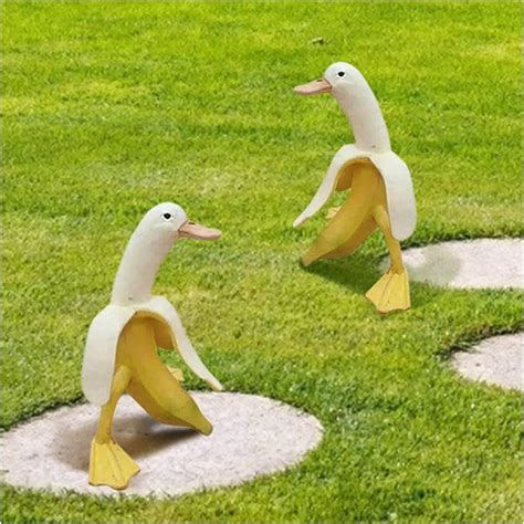 Vedexa Lustig Gartenskulpturen Gartendekoration Bananen Ente