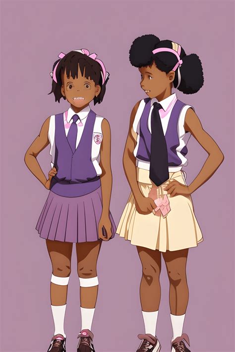 Twin Sisters in School Uniform · Creative Fabrica