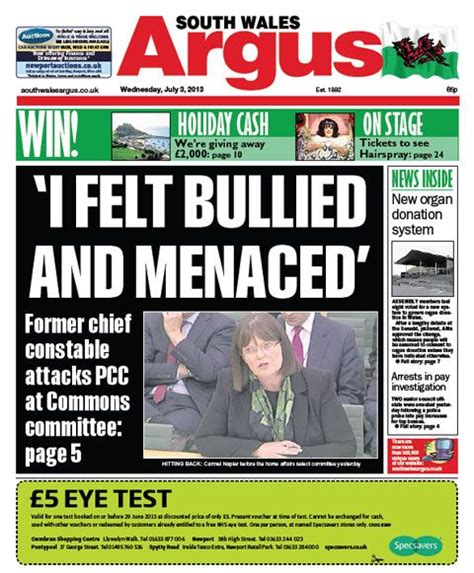 Pin On South Wales Argus Front Pages