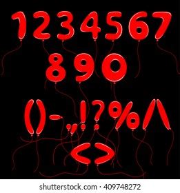 Cute Red Bubble Shaped Numbers Set Stock Vector Royalty Free