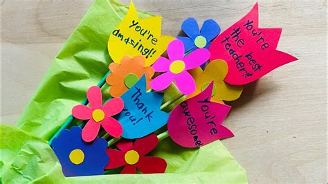 Teachers Day Gift Ideas Paper Flower Bouquet For Teachers Day DIY