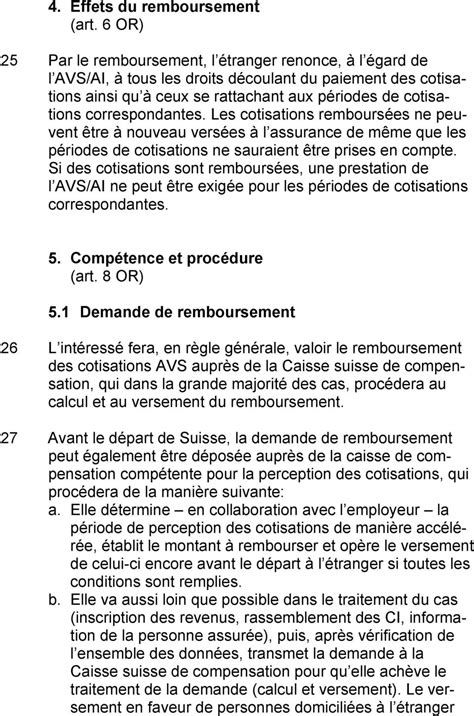 Instructions Propos Du Remboursement Aux Trangers Des Cotisations