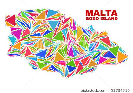 Gozo Island Map Mosaic Of Color Triangles Stock Illustration