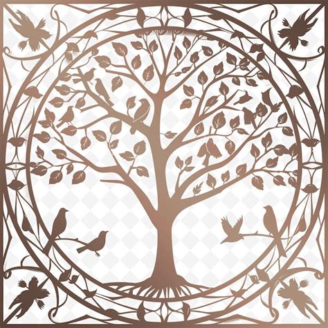 Premium Psd Stained Glass Panel Outline With Tree Of Life Design And