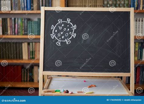 Outbreak Warning Figure Viral Bacteria Pneumonia Chalk On Blackboard