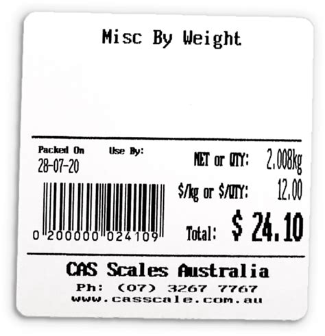 Cas Cn Label Printing Scale Cas Scales Australia