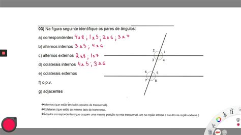 Retas Paralelas Cortadas Por Uma Transversal Exercícios Resolvidos 8 Ano
