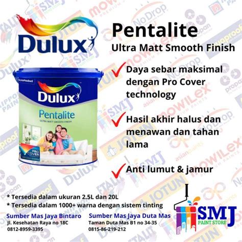 Jual CAT TEMBOK INTERIOR DULUX PENTALITE WARNA TINTING UKURAN 2 5LTR Di