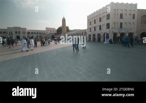 Souq Waqif Doha Qatar Afternoon Shot Showing Locals And Visitors