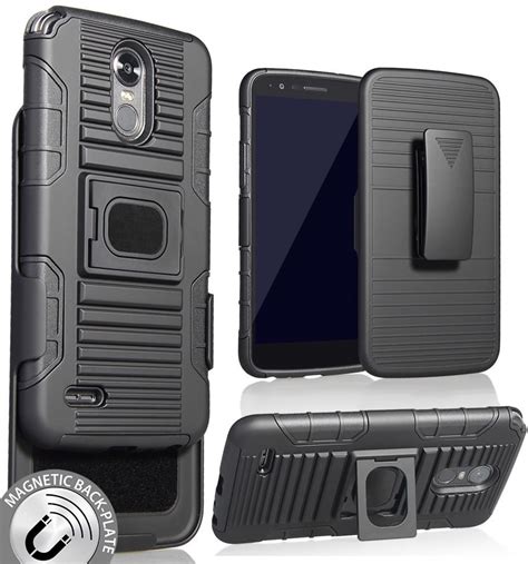 Case For LG Stylo 3 Nakedcellphone S Black Ring Grip Case Cover Belt