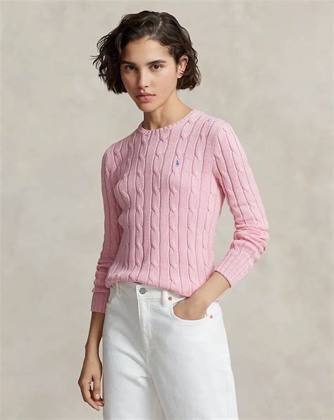 Cable Knit Cotton Crewneck Sweater Ralph Lauren