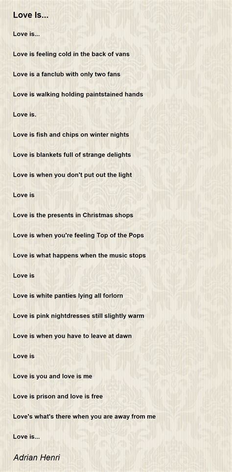 Love Is... Poem by Adrian Henri - Poem Hunter