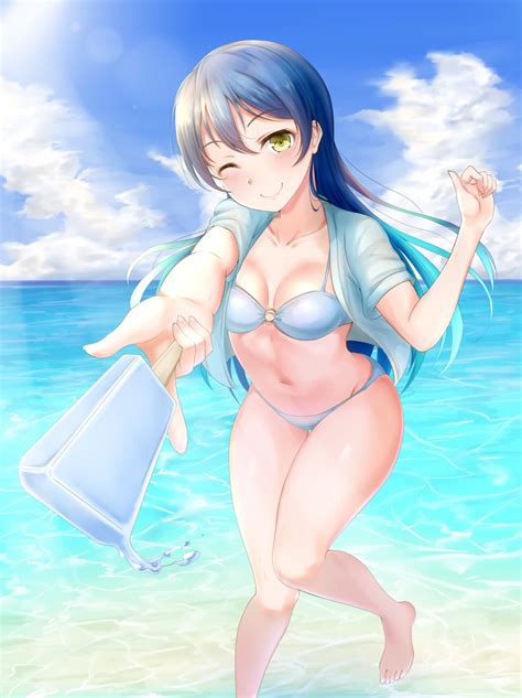 Rama Yu Light8 Love Live Sonoda Umi Bikini Cleavage Open Shirt